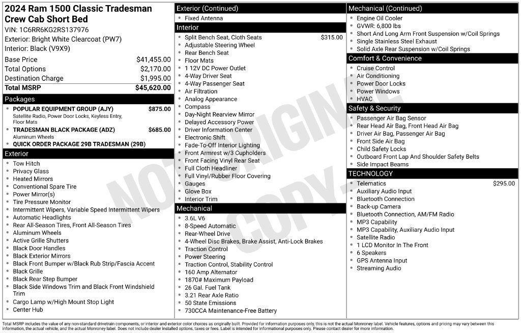 Used 2024 RAM 1500 Tradesman w/ Popular Equipment Group RWD image 8