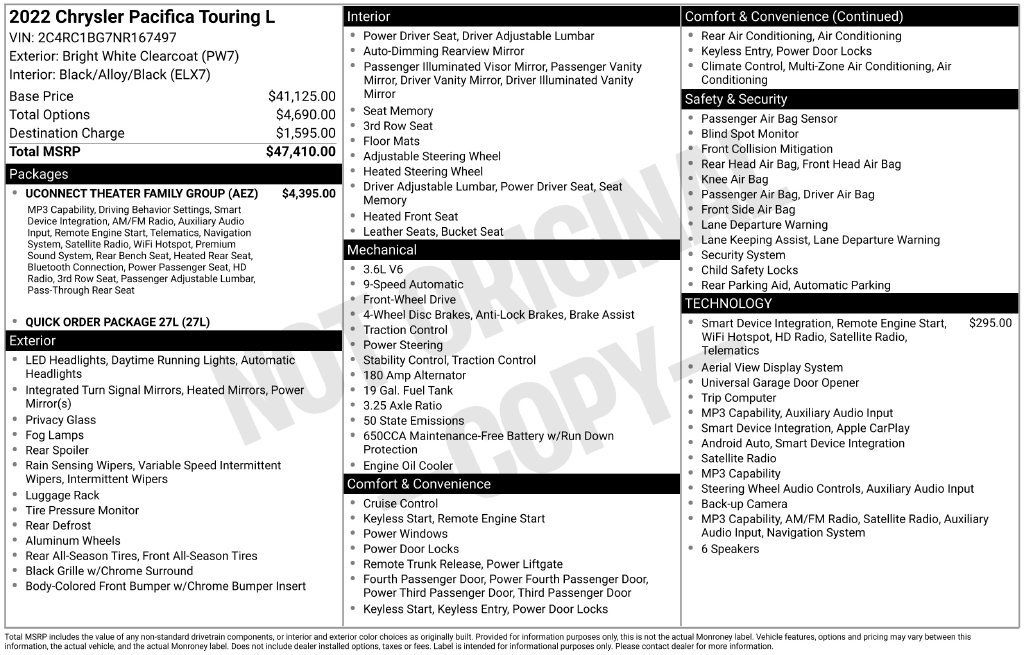 Used 2022 Chrysler Pacifica Touring-L w/ Uconnect Theater Family Group FWD image 11