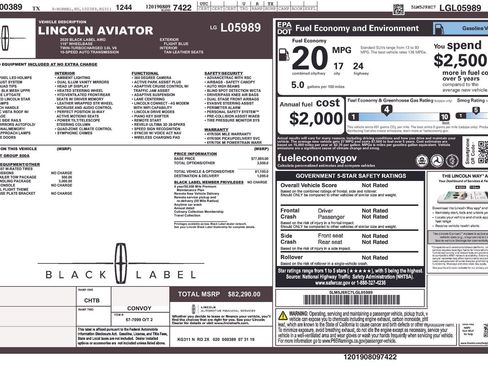 Used 2020 Lincoln Aviator Black Label w/ Dynamic Handling Package AWD/4WD image 2
