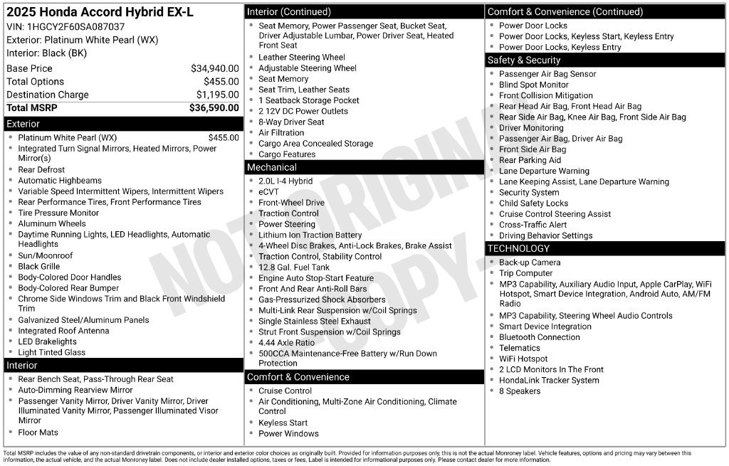 Certified 2025 Honda Accord EX-L image 42