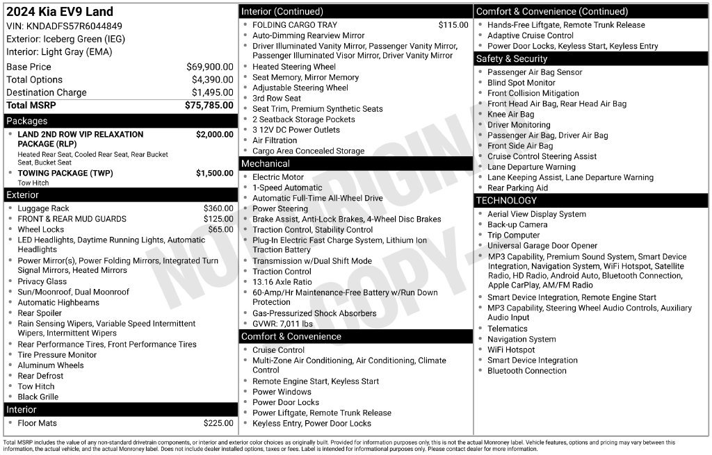 Certified 2024 Kia EV9 Land AWD/4WD image 13