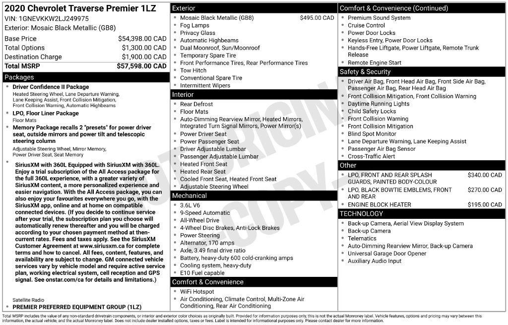 Used 2020 Chevrolet Traverse Premier AWD/4WD image 3