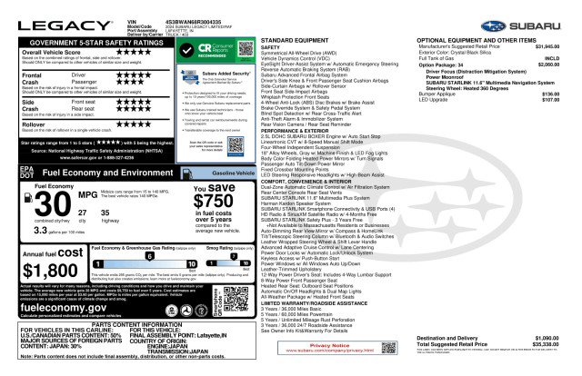Used 2024 Subaru Legacy Limited AWD/4WD image 3