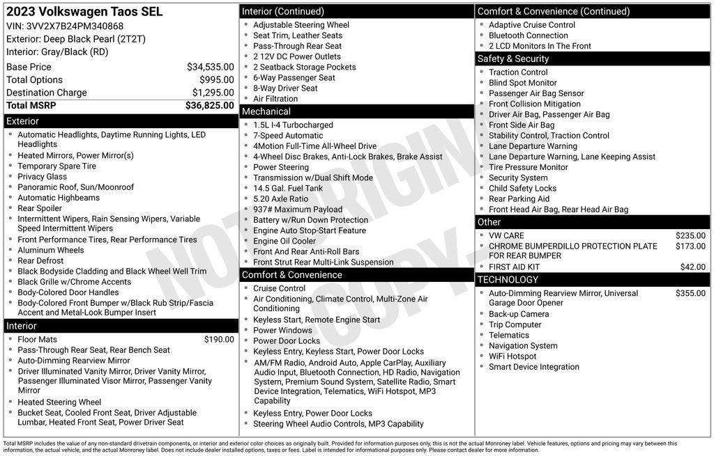 Certified 2023 Volkswagen Taos SEL AWD/4WD image 3