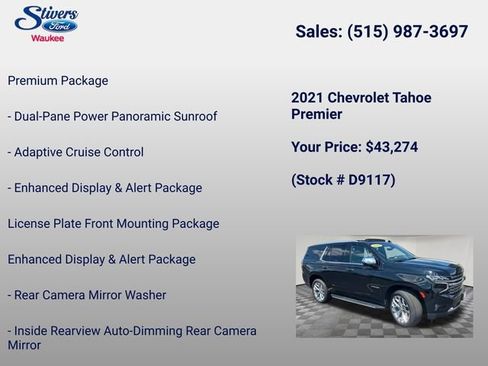 Used 2021 Chevrolet Tahoe Premier w/ Premium Package AWD/4WD image 16