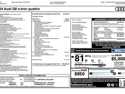 Certified 2024 Audi Q8 e-tron Premium Plus w/ Prestige Package