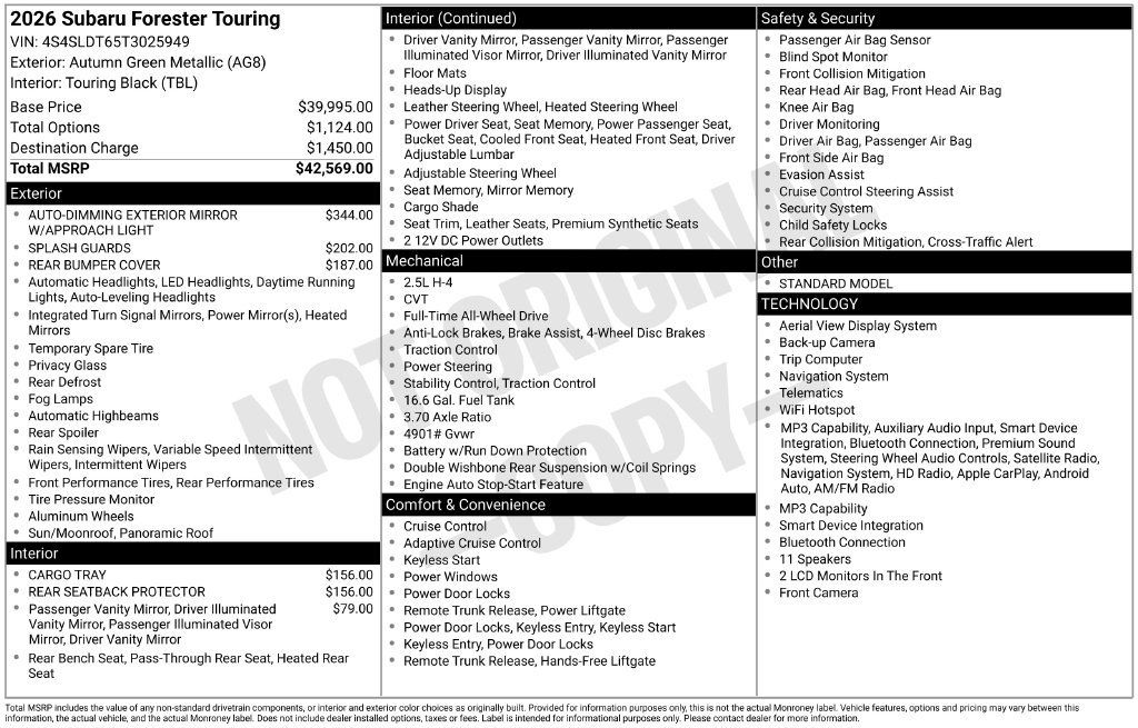 Certified 2026 Subaru Forester Touring AWD/4WD image 8