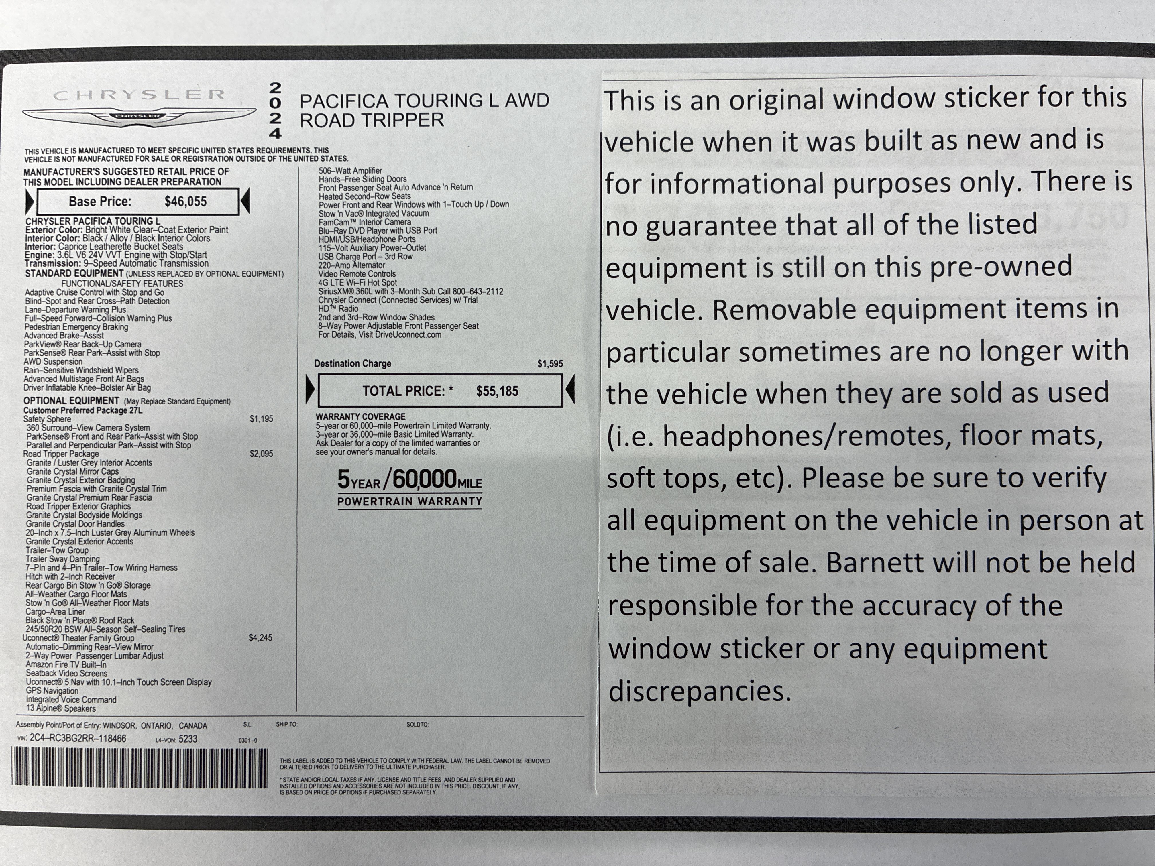 Certified 2024 Chrysler Pacifica Touring-L w/ Uconnect Theater Family Group AWD/4WD image 2
