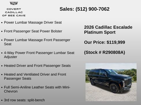 Used 2026 Cadillac Escalade Platinum Sport w/ LPO, Floor Liner Package AWD/4WD image 36