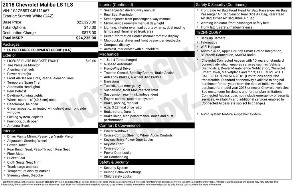 Certified 2018 Chevrolet Malibu LS FWD image 26