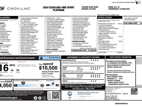 Used 2024 Cadillac Escalade Sport Platinum w/ LPO, ONYX Package image 3