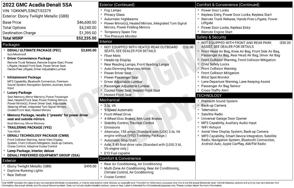 Used 2022 GMC Acadia Denali w/ Denali Ultimate Package FWD image 44