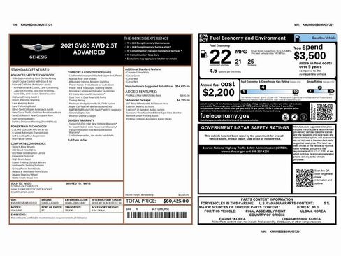 Used 2021 Genesis GV80 2.5T w/ Advanced Package 02 image 2