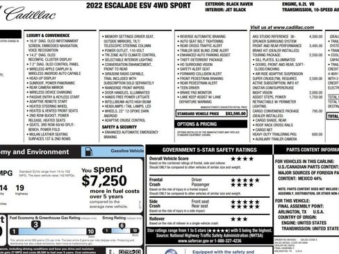 Used 2022 Cadillac Escalade ESV Sport w/ Touring Package AWD/4WD image 15