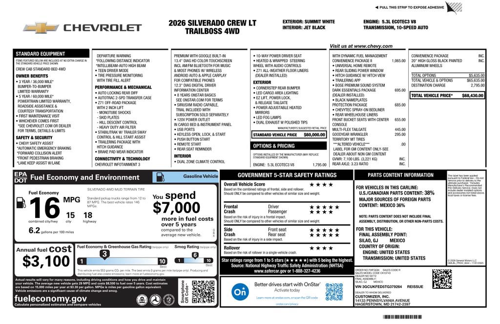 New 2026 Chevrolet Silverado 1500 LT Trail Boss w/ Convenience Package II AWD/4WD image 4