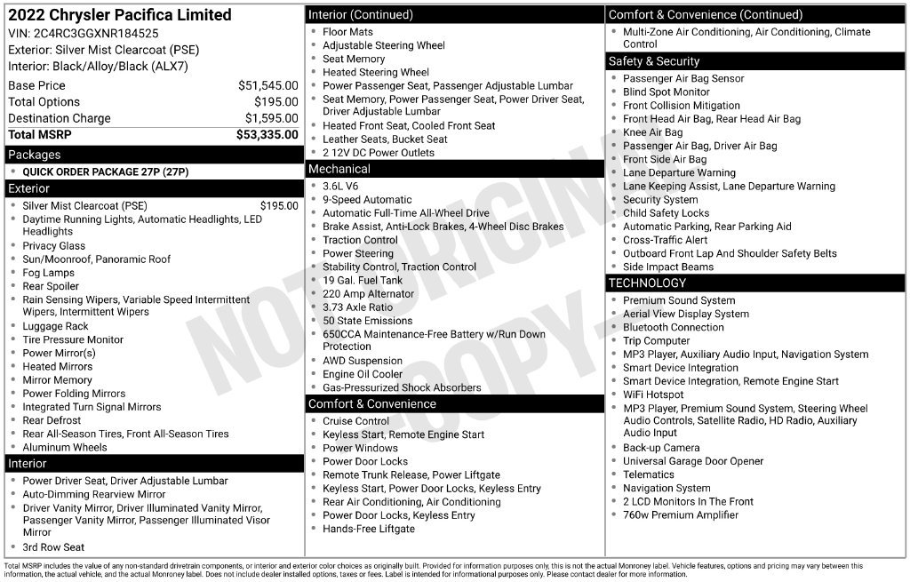 Used 2022 Chrysler Pacifica Limited AWD/4WD image 36