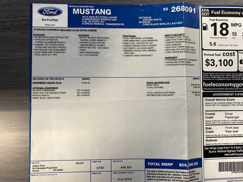 Used 2014 Ford Mustang Shelby GT500 w/ Equipment Group 821A image 34