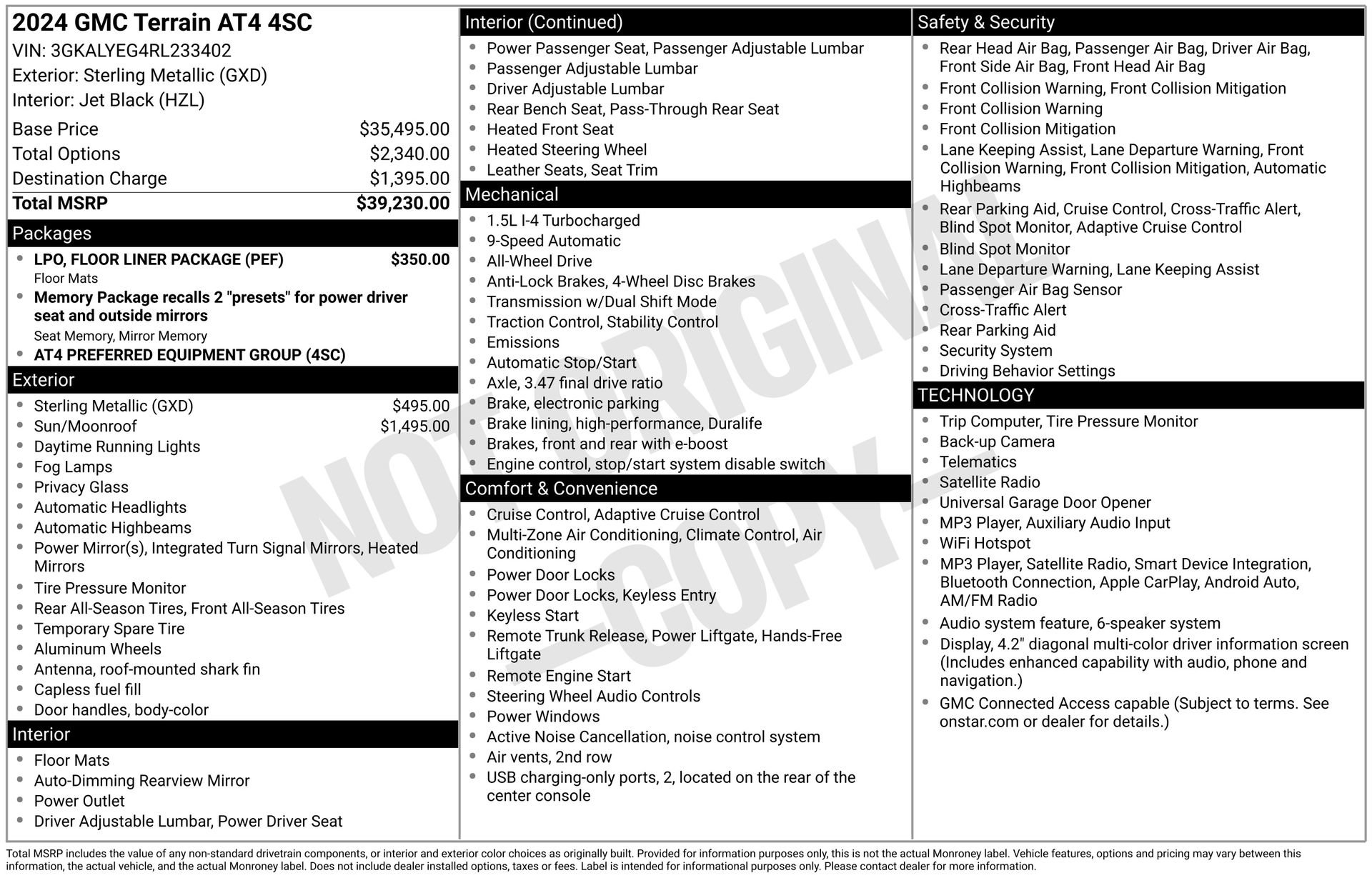Used 2024 GMC Terrain AT4 w/ LPO, Floor Liner Package AWD/4WD image 4