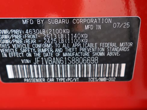 New 2025 Subaru WRX Limited w/ Popular Package #2A image 24