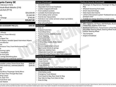Used 2012 Toyota Camry SE w/ Preferred Accessory Pkg FWD image 28