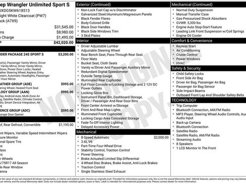 Used 2019 Jeep Wrangler Unlimited Sport S AWD/4WD image 6