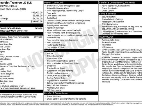 Used 2019 Chevrolet Traverse LS w/ LPO, Blackout Package FWD image 6