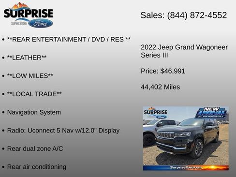Used 2022 Jeep Grand Wagoneer Series III w/ Rear Seat Video Group 1 AWD/4WD image 15