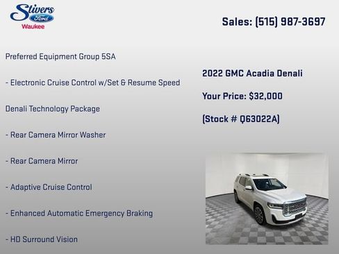 Used 2022 GMC Acadia Denali w/ Denali Technology Package AWD/4WD image 8