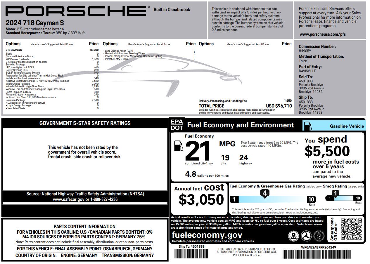 Certified 2024 Porsche 718 Cayman S RWD image 43