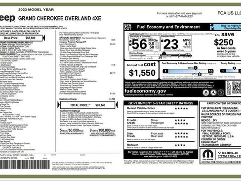 Used 2023 Jeep Grand Cherokee Overland w/ Advanced Protech Group III AWD/4WD image 4