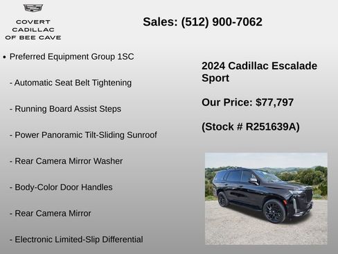 Used 2024 Cadillac Escalade Sport w/ LPO, ONYX Package AWD/4WD image 6