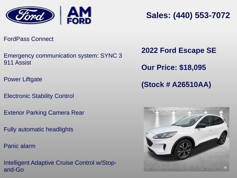 Used 2022 Ford Escape SE w/ SE Sport Appearance Package AWD/4WD image 30