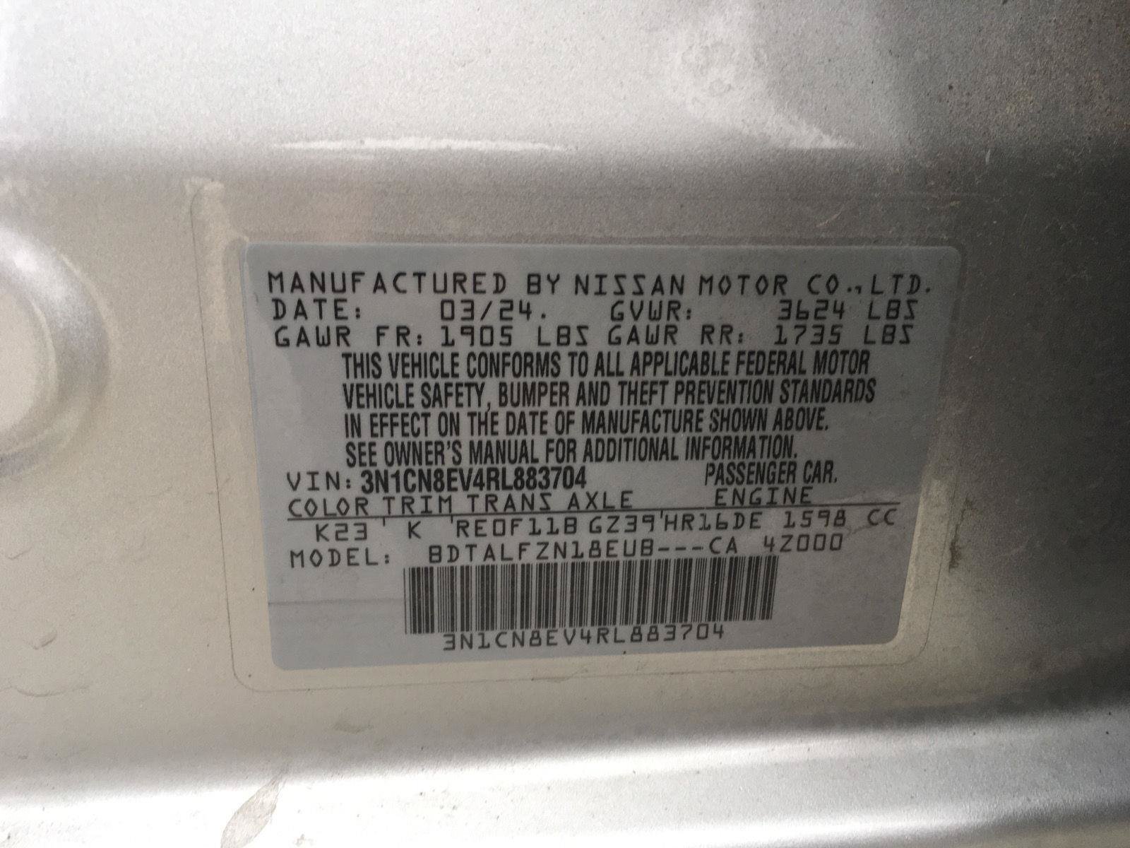 Used 2024 Nissan Versa SV w/ Trunk Package FWD image 2
