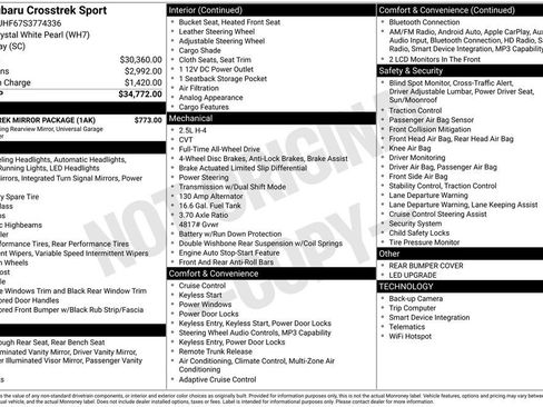 Certified 2025 Subaru Crosstrek 2.5i Sport w/ Crosstrek Mirror Package image 4