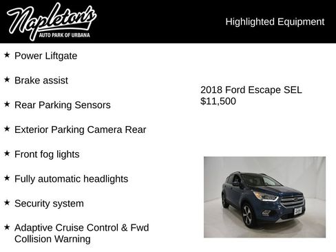 Used 2018 Ford Escape SEL w/ Ford Safe & Smart Package AWD/4WD image 16
