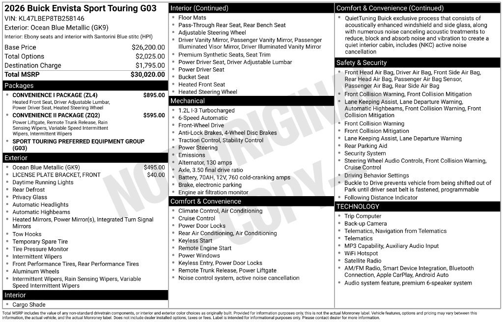 New 2026 Buick Envista Sport Touring w/ Convenience I Package FWD image 5