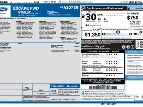 Used 2021 Ford Escape S FWD image 29