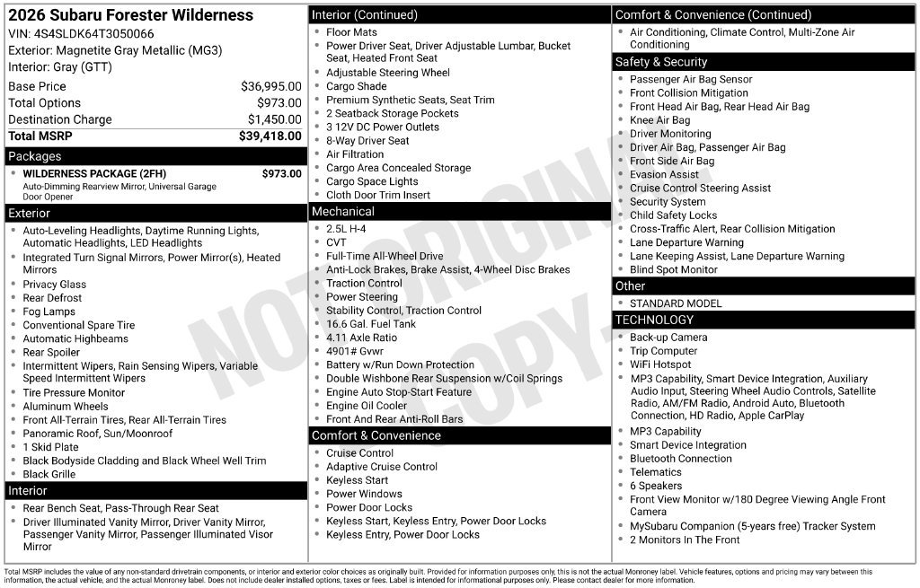 Certified 2026 Subaru Forester Wilderness w/ Wilderness Package AWD/4WD image 9