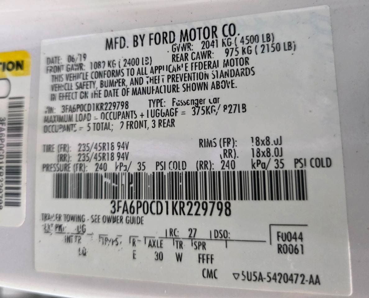 Used 2019 Ford Fusion SEL FWD image 45