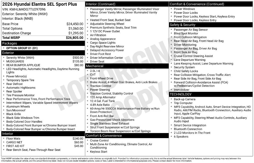 New 2026 Hyundai Elantra SEL Sport FWD image 16