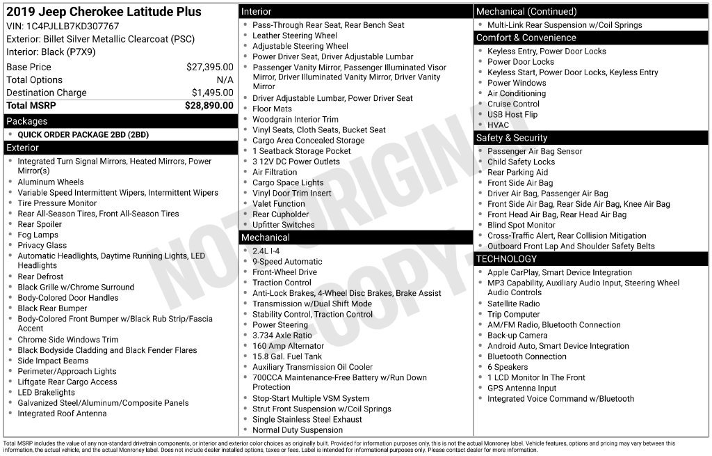 Used 2019 Jeep Cherokee Latitude Plus FWD image 7