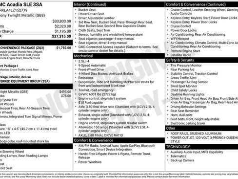 Used 2020 GMC Acadia SLE w/ Driver Convenience Package FWD image 2