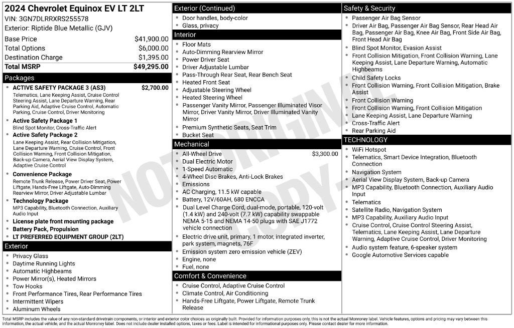 Used 2024 Chevrolet Equinox EV LT w/ Active Safety Package 3 AWD/4WD image 3