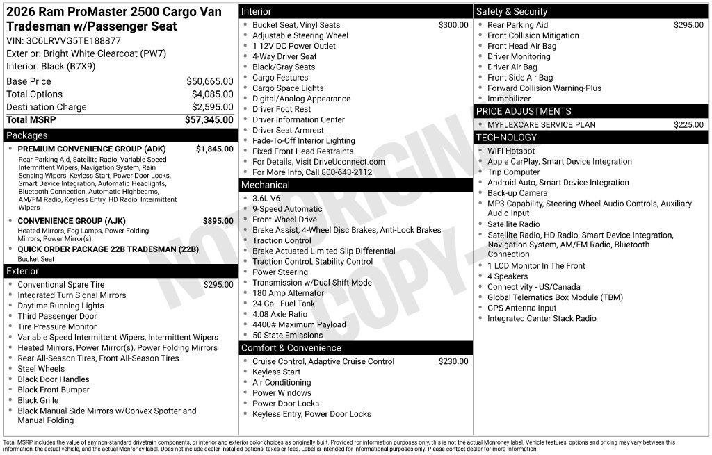 New 2026 RAM ProMaster 2500 w/ Premium Convenience Group FWD image 7