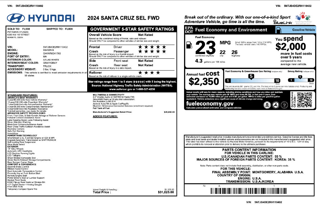Certified 2024 Hyundai Santa Cruz SEL FWD image 3