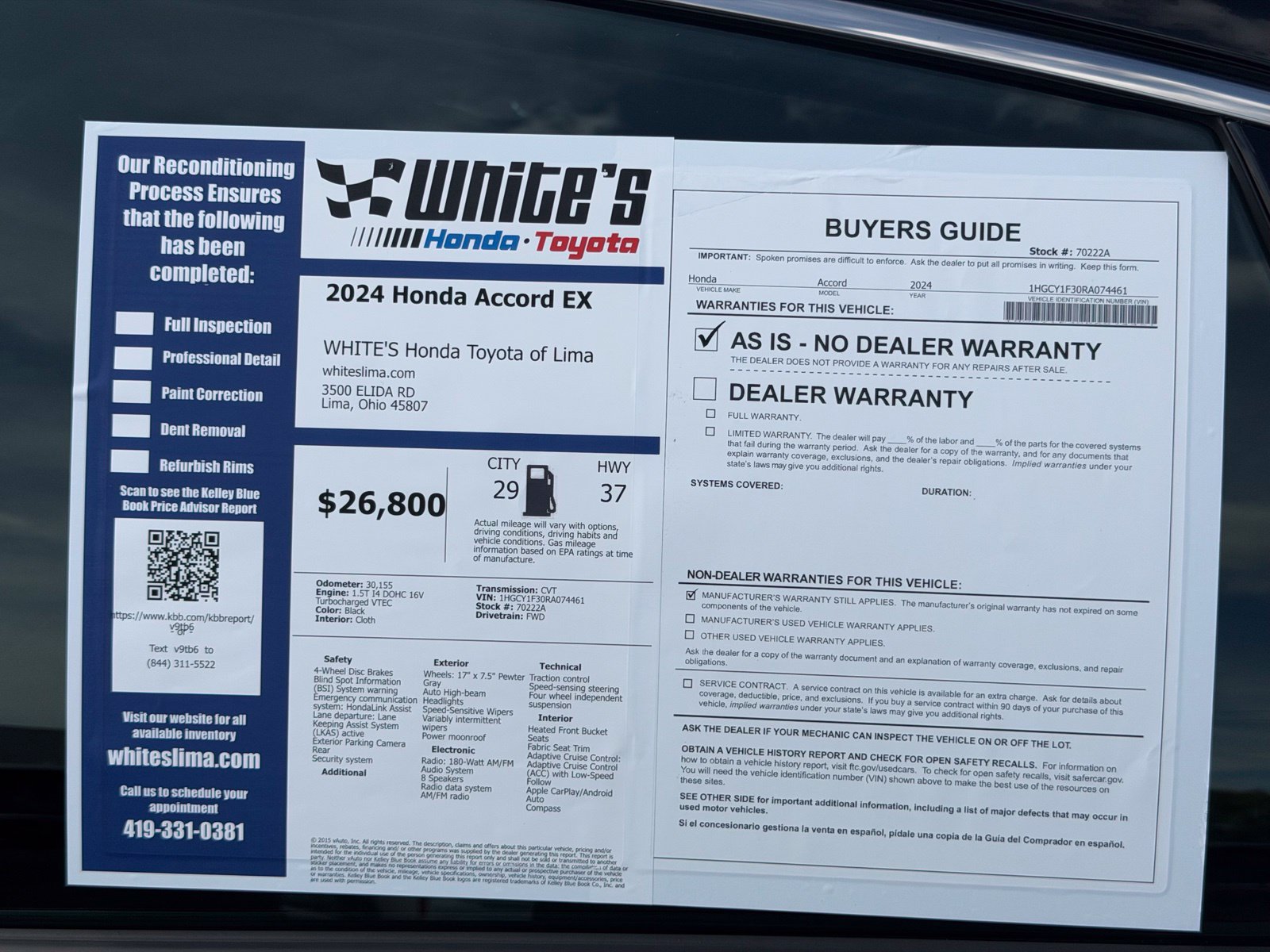 Used 2024 Honda Accord EX image 31