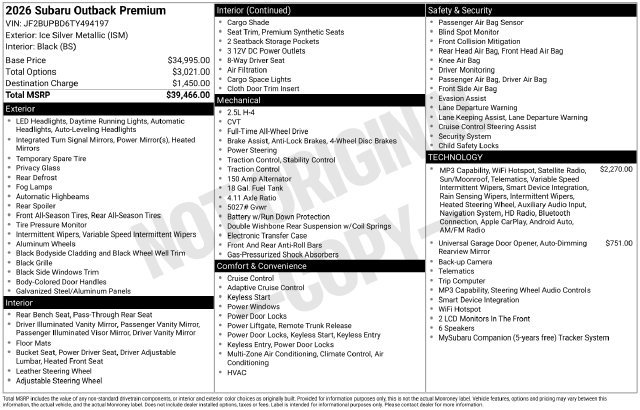 Certified 2026 Subaru Outback Premium AWD/4WD image 22