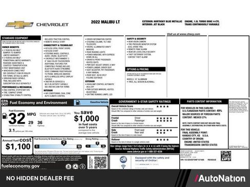 Used 2022 Chevrolet Malibu LT FWD image 1