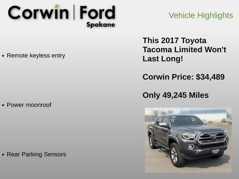 Used 2017 Toyota Tacoma Limited w/ Tow Package AWD/4WD image 12
