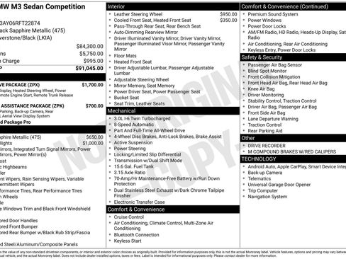 Used 2024 BMW M3 Competition w/ Executive Package AWD/4WD image 67